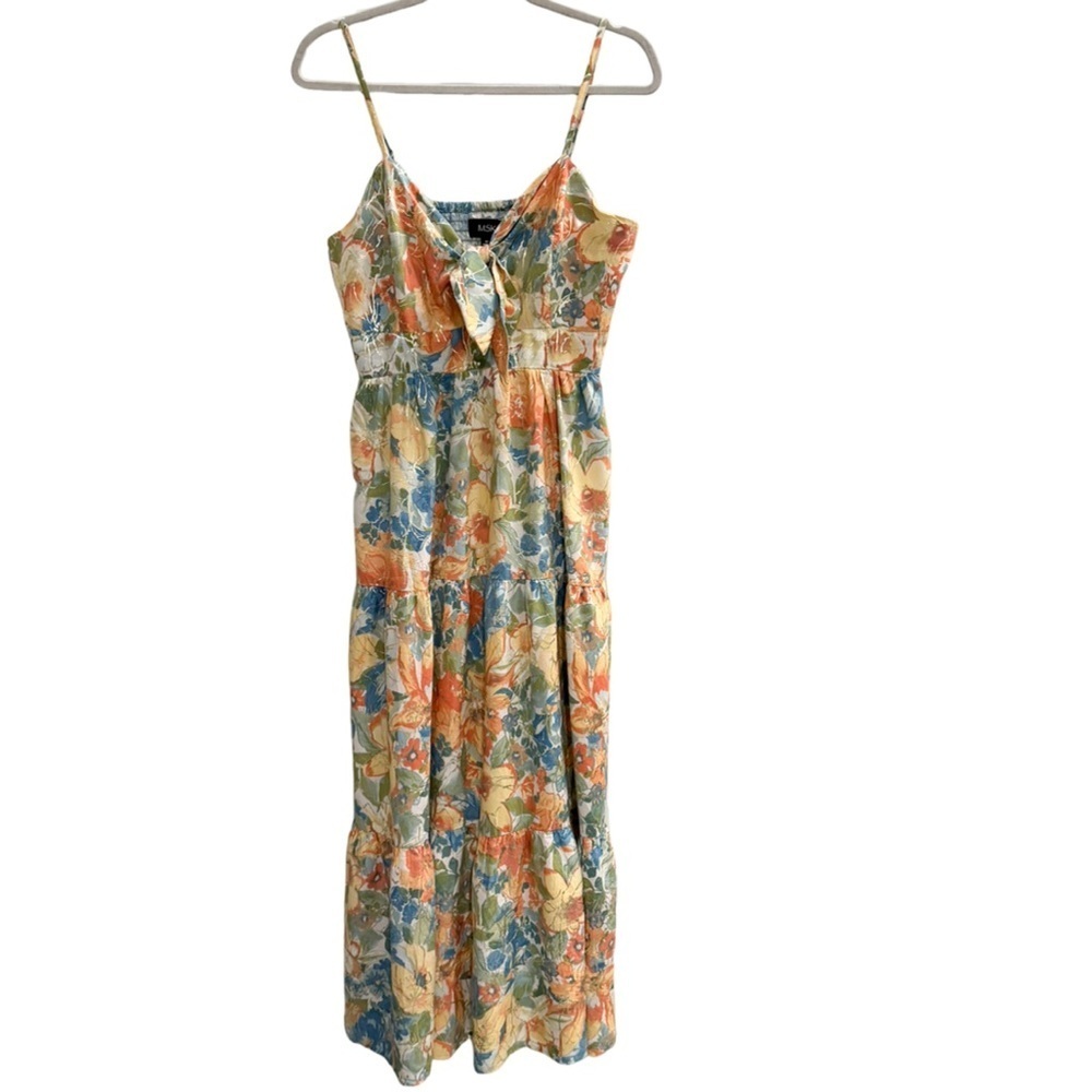 MSK Floral Maxi Dress with Front Tie Detail Size Medium